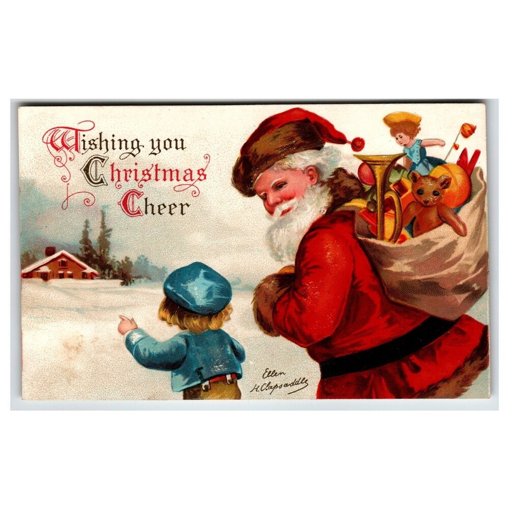 Ellen H. Clapsaddle Santa Claus Christmas Cheer Postcard International Art